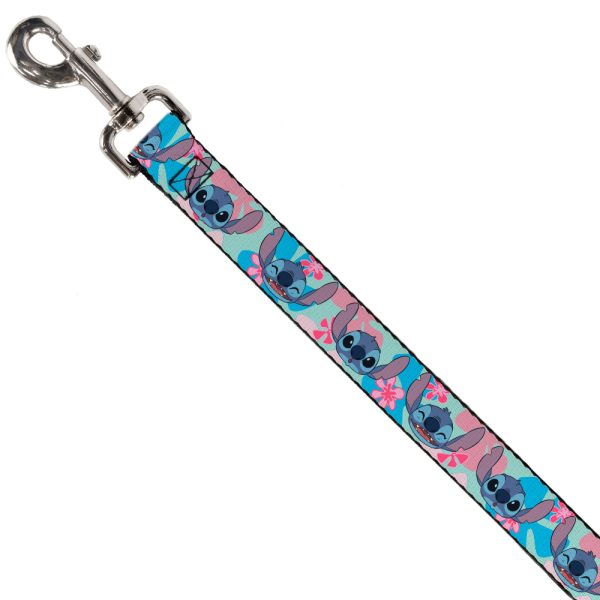 Dog Leash - Lilo & Stitch Stitch Expressions and Tropical Flowers Blues Pinks Supply - Image 2