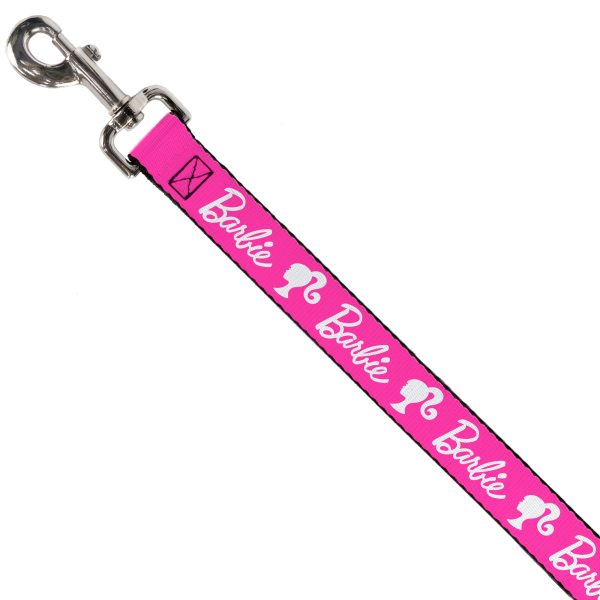 Dog Leash - BARBIE Script Signature Logo and Silhouette Hot Pink White For Sale - Image 2