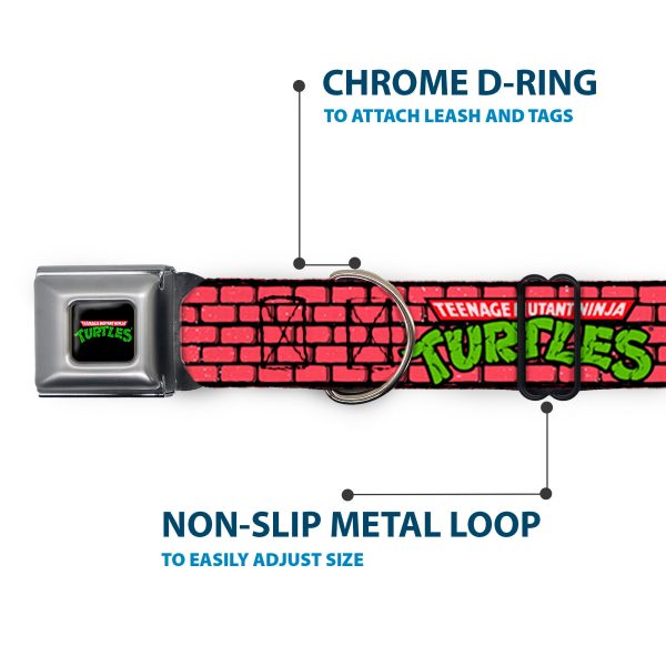 Classic TEENAGE MUTANT NINJA TURTLES Logo Seatbelt Buckle Collar - TEENAGE MUTANT NINJA TURTLES Brick Title Logo Red Online now - Image 5