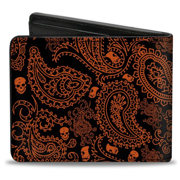 Bi-Fold Wallet - Bandana Skulls Black Orange Hot on Sale - Image 2