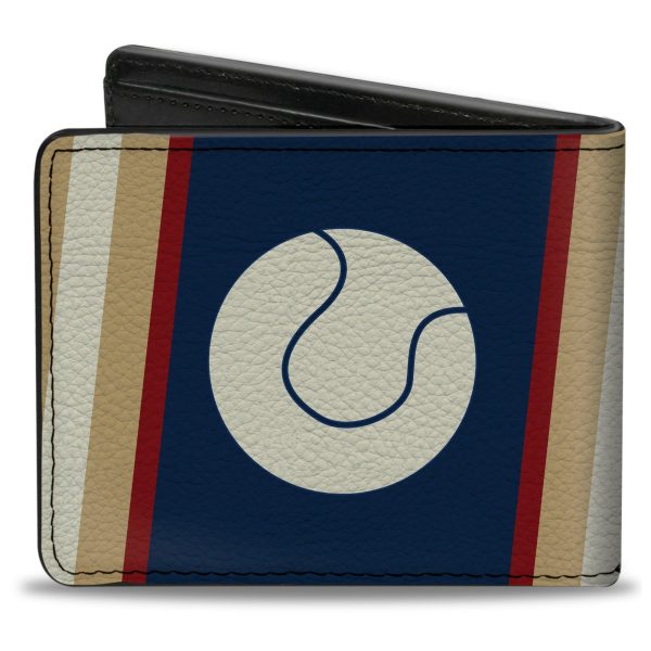 Bi-Fold Wallet - Ball Stripes Tan Blue Burgundy Cheap - Image 2
