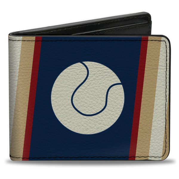 Bi-Fold Wallet - Ball Stripes Tan Blue Burgundy Cheap